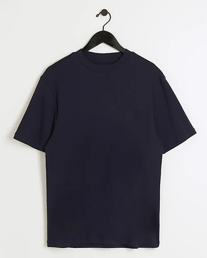 River Island RI studio slim fit t-shirt Navy Discount