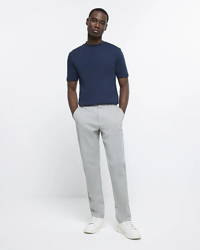 River Island RI studio slim fit t-shirt Navy Sale