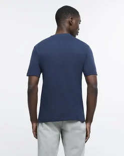 River Island RI studio slim fit t-shirt Navy Sale