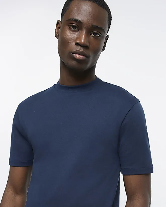 River Island RI studio slim fit t-shirt Navy Sale