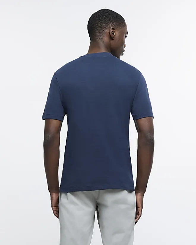 River Island RI studio slim fit t-shirt Navy Sale