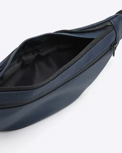 River Island Rubberised Zip Bum bag Navy Fashion