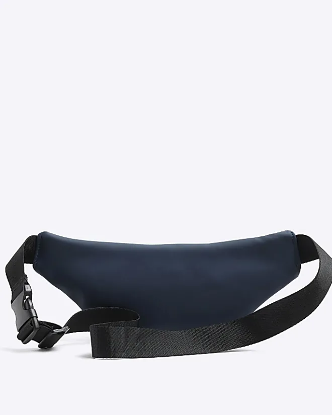 River Island Rubberised Zip Bum bag Navy Fashion