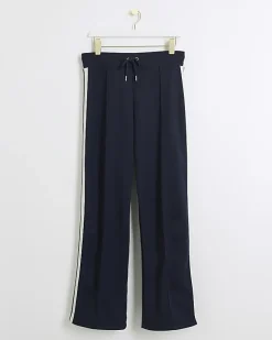 River Island Navy side stripe wide leg joggers Blue Best
