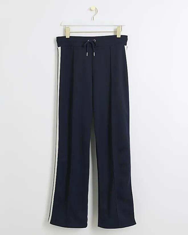 River Island Navy side stripe wide leg joggers Blue Best
