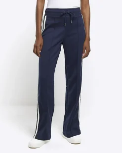 River Island Navy side stripe wide leg joggers Blue Best