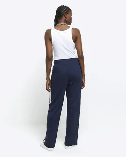 River Island Navy side stripe wide leg joggers Blue Best