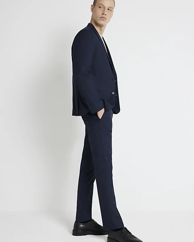 River Island skinny fit twill suit trousers Navy Clearance