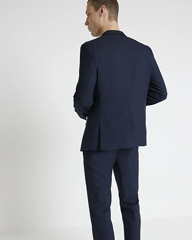 River Island skinny fit twill suit jacket Navy Online