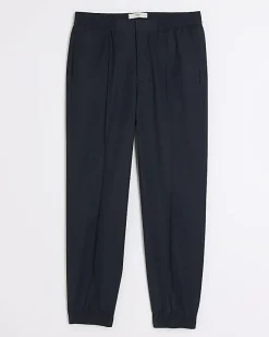 River Island slim fit cuffed smart joggers Navy Clearance
