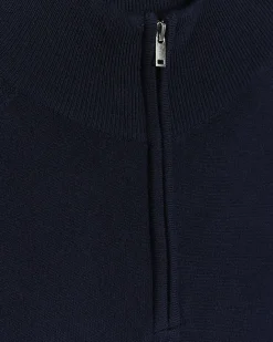 River Island slim fit half zip jumper Navy Discount