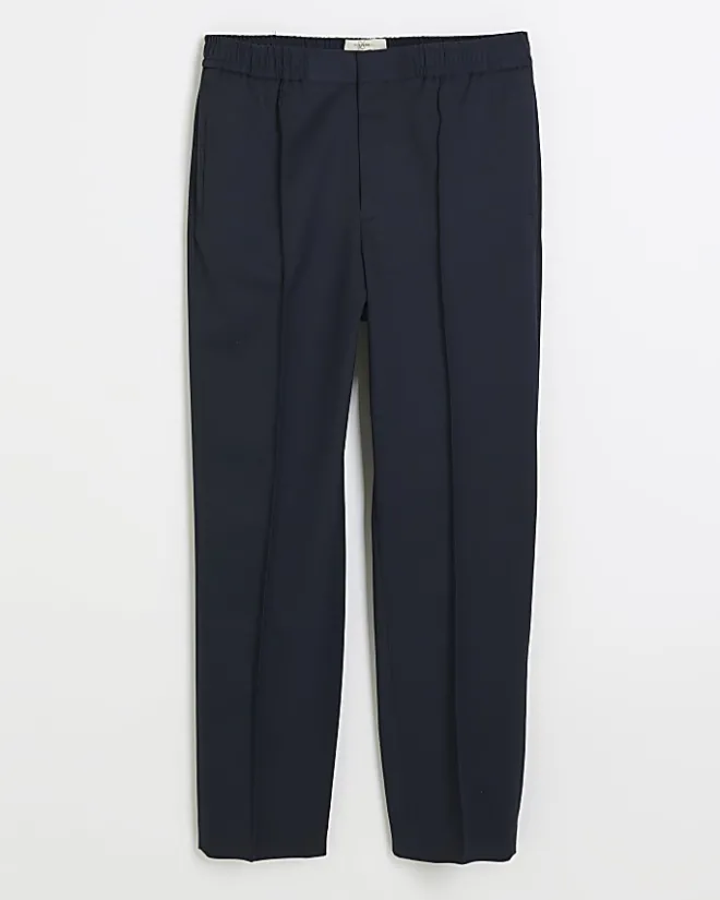 River Island slim fit smart joggers Navy Hot