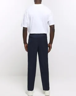 River Island slim fit smart joggers Navy Hot