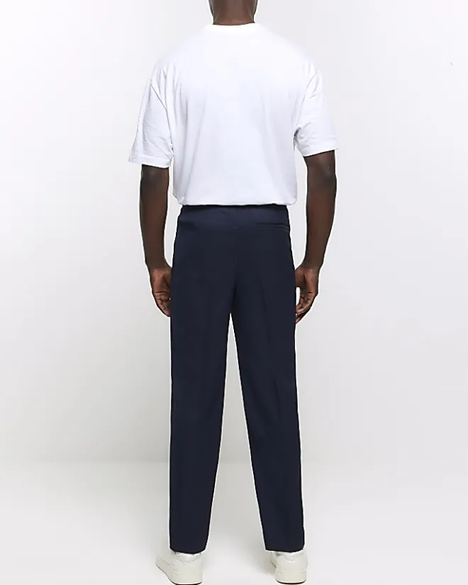 River Island slim fit smart joggers Navy Hot