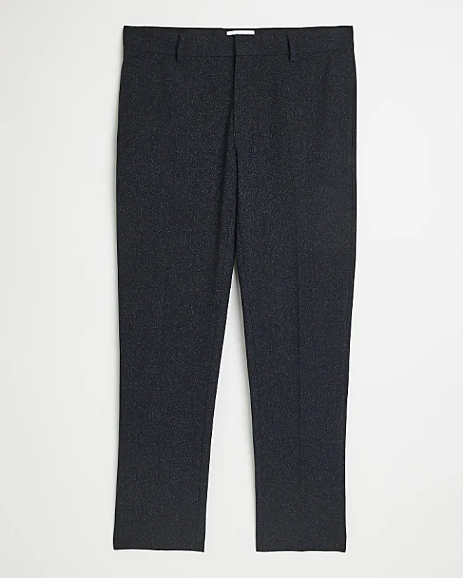 River Island slim fit textured suit trousers Navy Discount