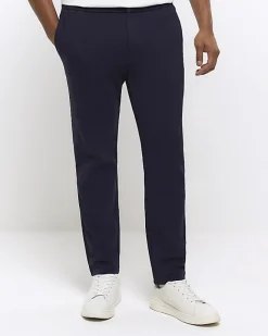 River Island slim fit twill pull on smart joggers Navy Sale
