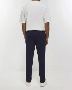 River Island slim fit twill pull on smart joggers Navy Sale