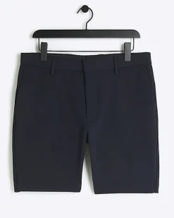 River Island Slim Fit Waffle Shorts Navy New