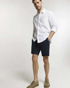 River Island Slim Fit Waffle Shorts Navy New