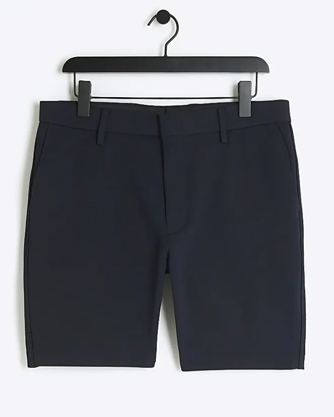 River Island Slim Fit Waffle Shorts Navy New