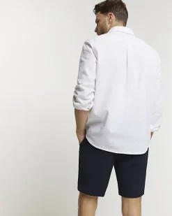 River Island Slim Fit Waffle Shorts Navy New