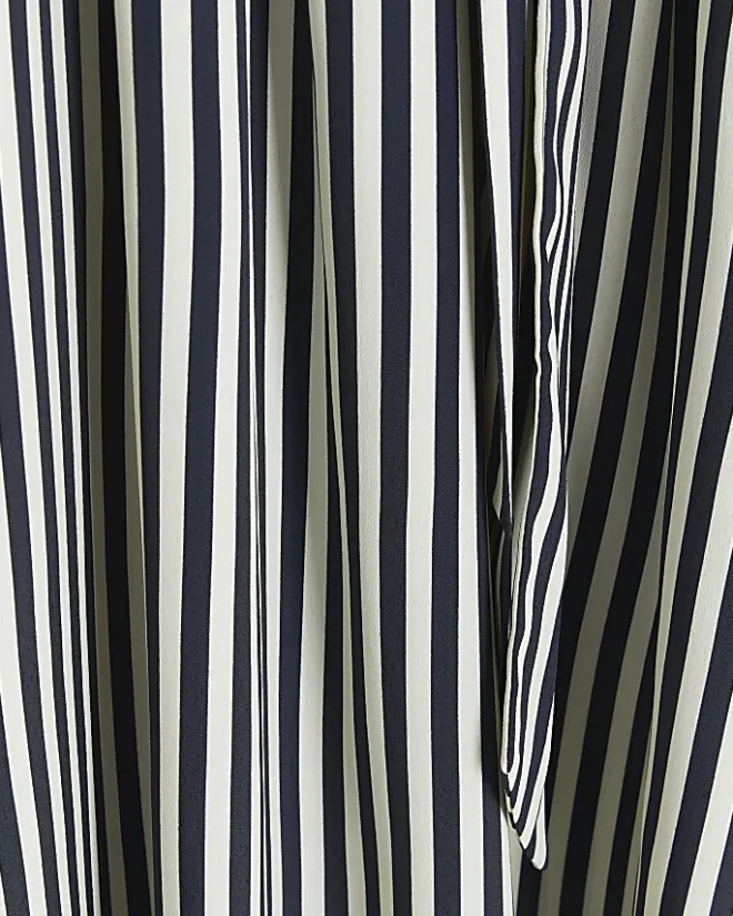 River Island Navy stripe belted midi shirt dress Blue Outlet
