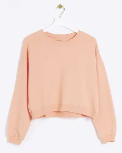 River Island crop plain sweatshirt Orange Discount