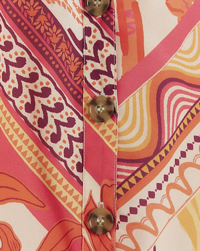 River Island floral oversized beach shirt Orange New