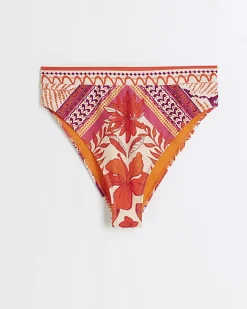 River Island high wasted scarf print bikini bottoms Orange Best