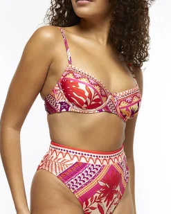 River Island high wasted scarf print bikini bottoms Orange Best