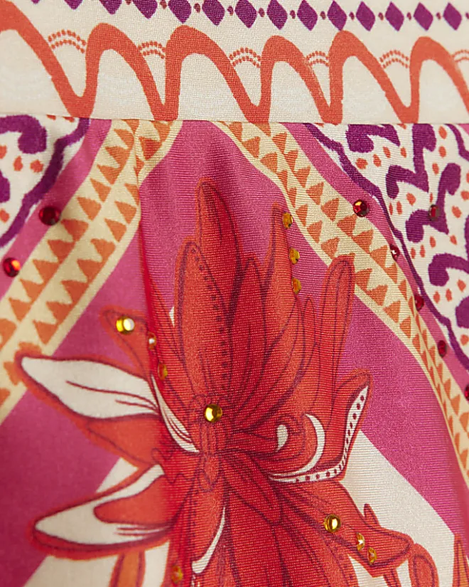 River Island high wasted scarf print bikini bottoms Orange Best