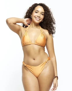 River Island knot triangle bikini top Orange Best