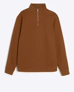 River Island regular fit funnel sweatshirt Orange Sale