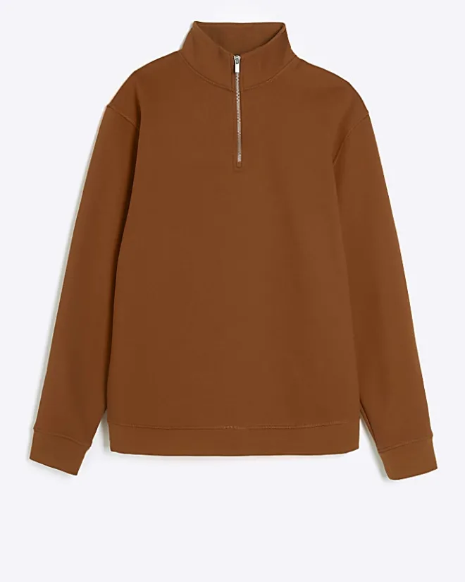 River Island regular fit funnel sweatshirt Orange Sale