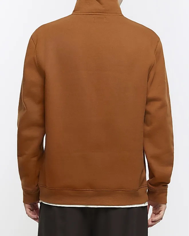 River Island regular fit funnel sweatshirt Orange Sale