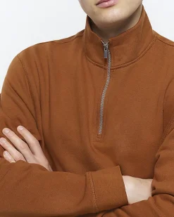 River Island regular fit funnel sweatshirt Orange Sale