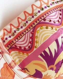 River Island scarf print structured bikini top Orange Hot