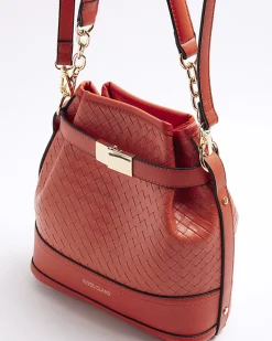 River Island Orange weave bucket cross body bag Red Fashion