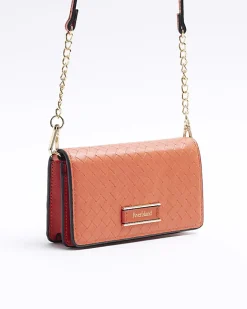 River Island weave cross body bag Orange Sale