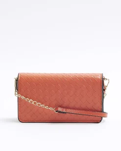 River Island weave cross body bag Orange Sale