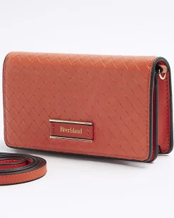 River Island weave cross body bag Orange Sale