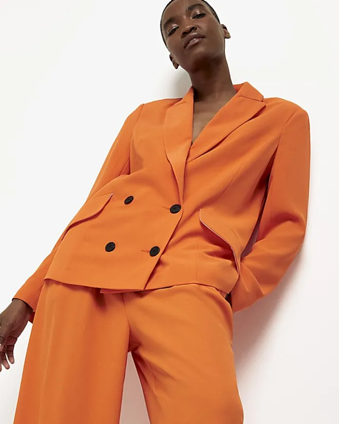 River Island wide leg trousers Orange Clearance
