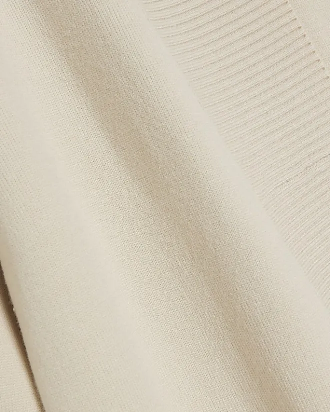 River Island Petite beige longline cosy cardigan Cream Discount