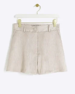 River Island Petite beige metallic smart shorts Cream Discount
