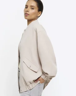 River Island Petite beige oversized bomber jacket Cream Best