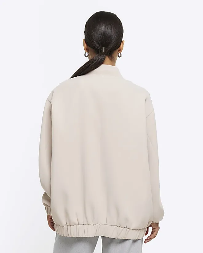 River Island Petite beige oversized bomber jacket Cream Best