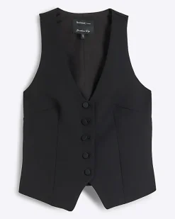 River Island Petite button front waistcoat Black Best