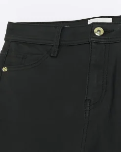 River Island Petite coated cargo skinny jeans Black New
