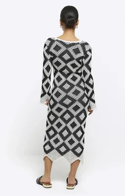 River Island Petite diamond stitch beach maxi dress Black Fashion