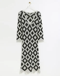 River Island Petite diamond stitch beach maxi dress Black Fashion